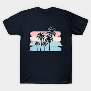 Palm Tree Tropical Beach Pastel Color Vacation T-Shirt